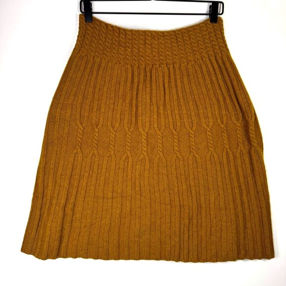 Far Away From Close Anthropologie Skirt Small Mustard Wool Blend Cable Knit Boho - Picture 1 of 12